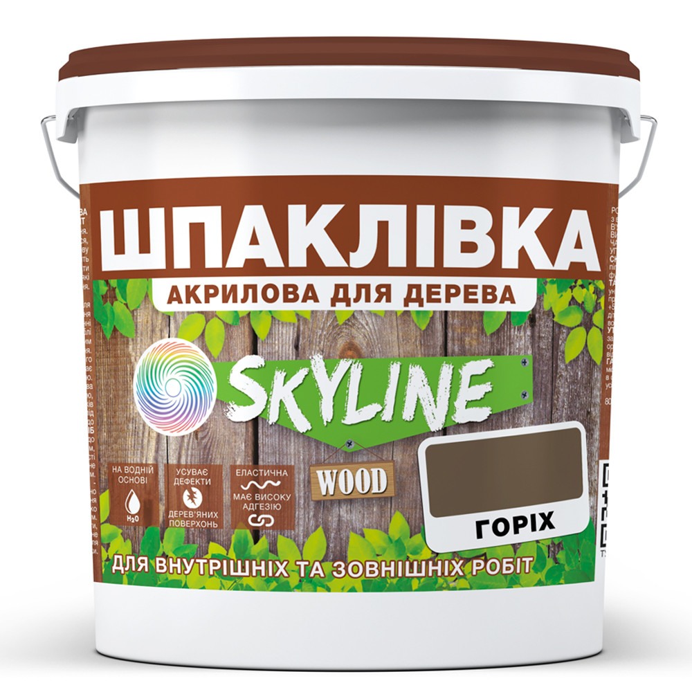 Шпаклевка для Дерева готовая к применению акриловая SkyLine Wood Орех 4.5 кг