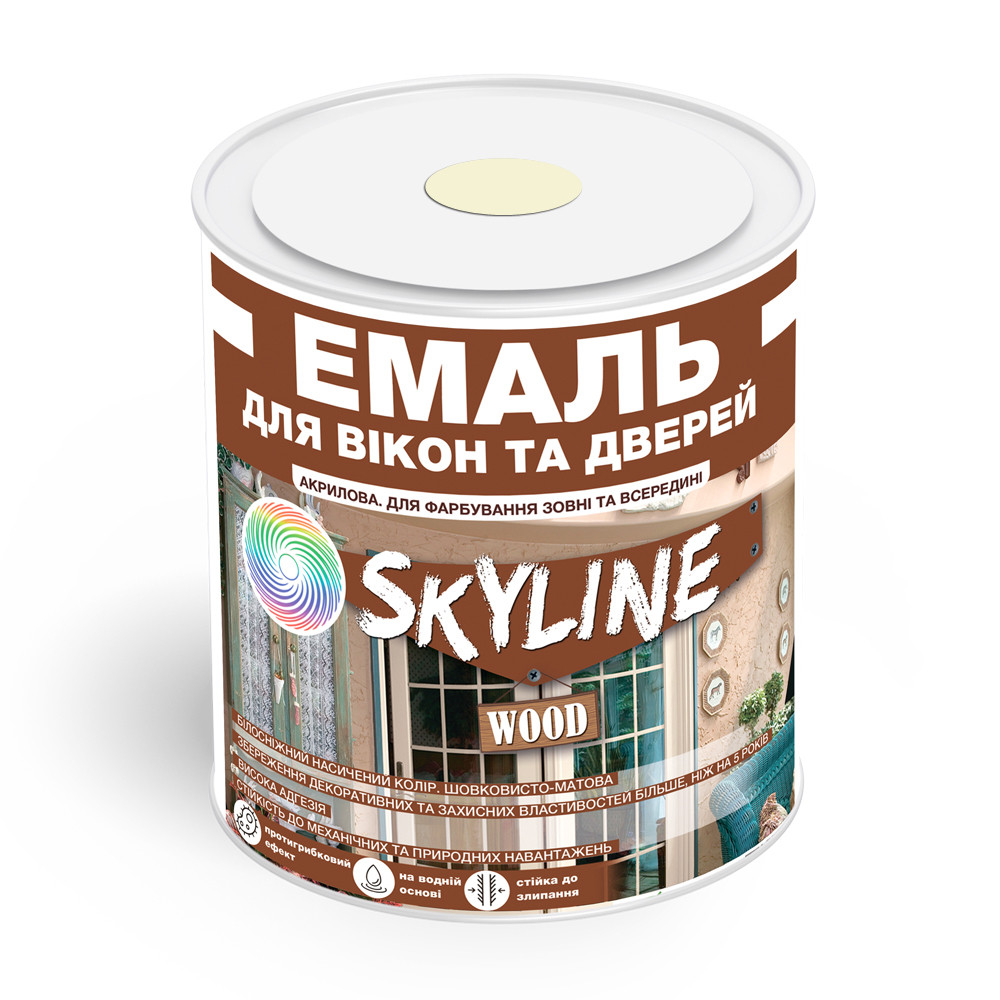 Емаль акрилова Для Вікон та Дверей SkyLine Wood Слонова кістка RAL 1015 0.75 л