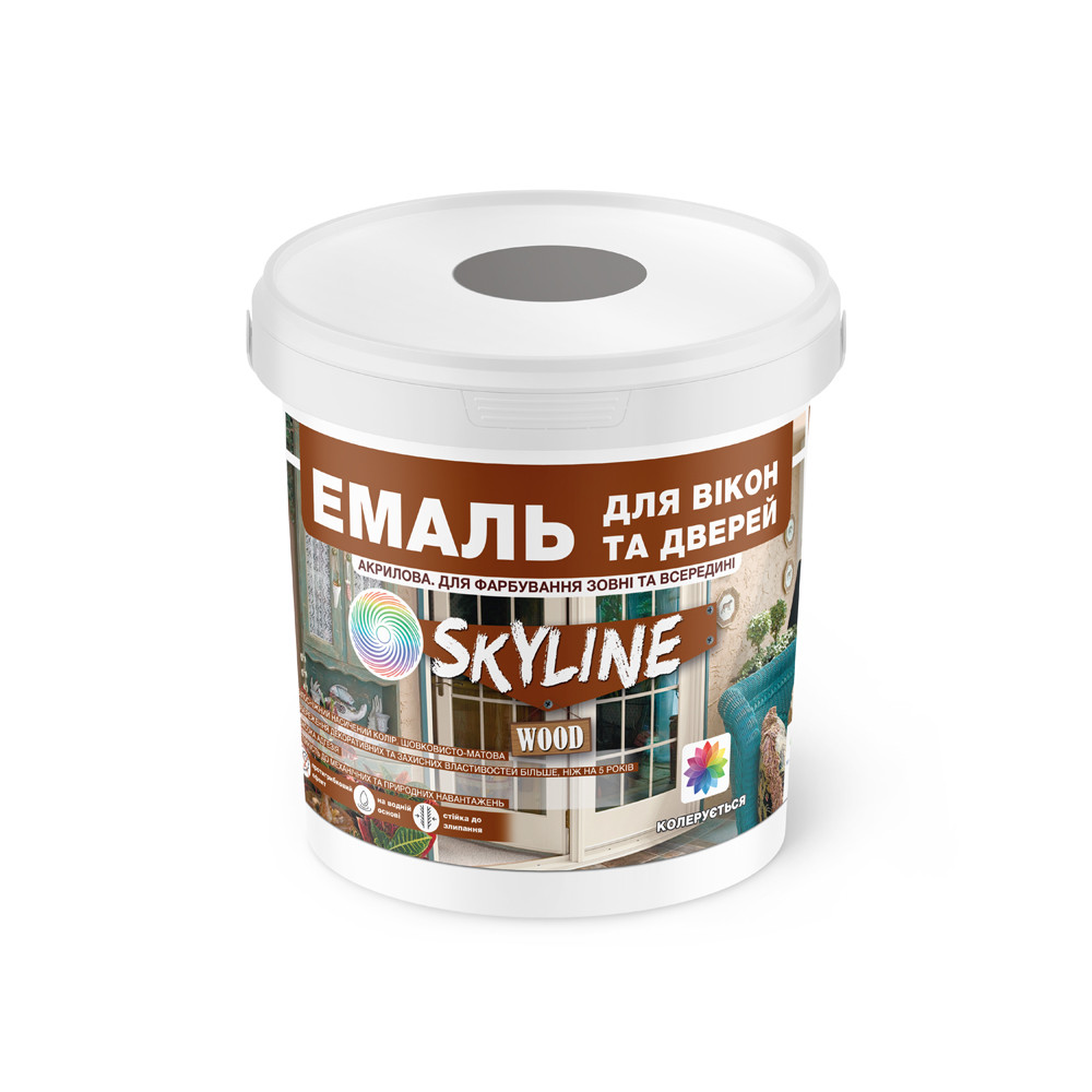 Емаль акрилова Для Вікон та Дверей SkyLine Wood Сіра RAL 7046 0.4 л