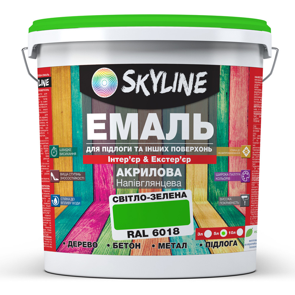 Эмаль для пола SkyLine Светло-зеленый RAL 6018 5 л