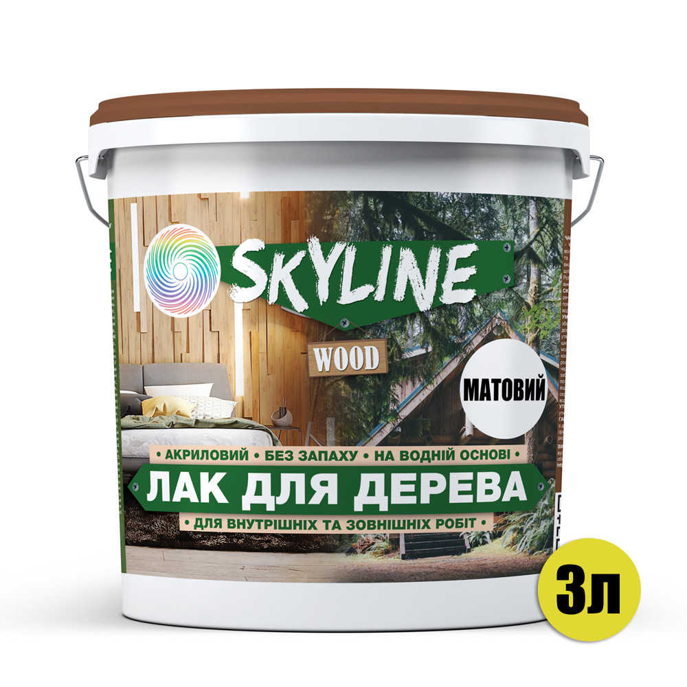 Лак для дерева акриловый Skyline Wood Прозрачный Матовый 3л