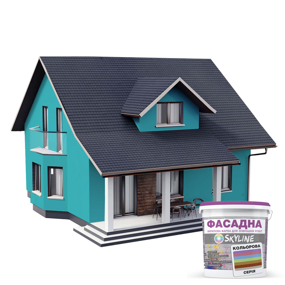 Краска Акрил-латексная Фасадная Skyline 1050-B40G Лазурный 1л