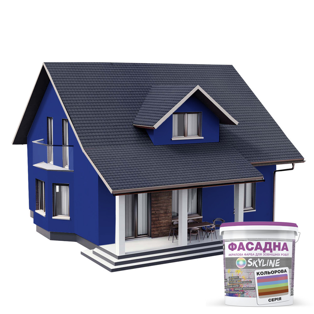 Краска Акрил-латексная Фасадная Skyline 2565-R80B (C) Кобальт 10л