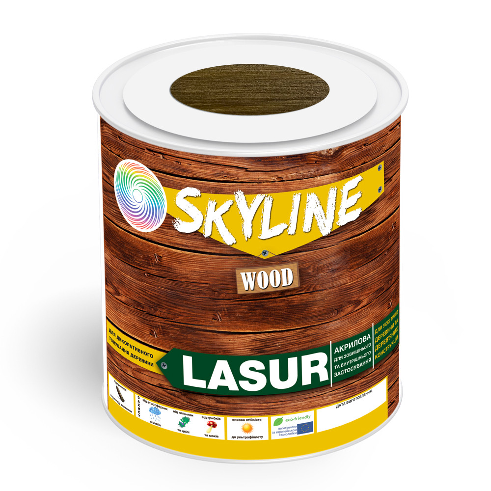 Лазур декоративно-захисна для обробки дерева LASUR Wood SkyLine Горіх 0.75 л