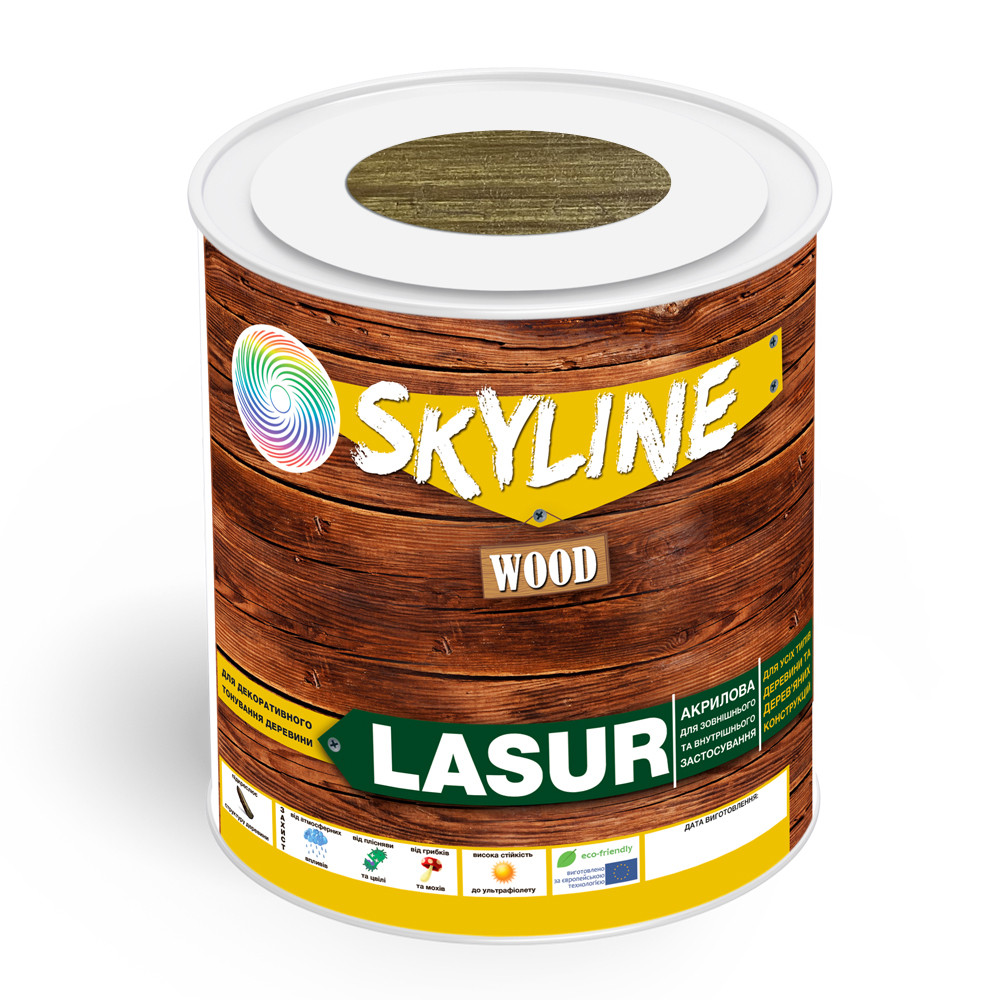 Лазур декоративно-захисна для обробки дерева LASUR Wood SkyLine Дуб темний 0.75 л