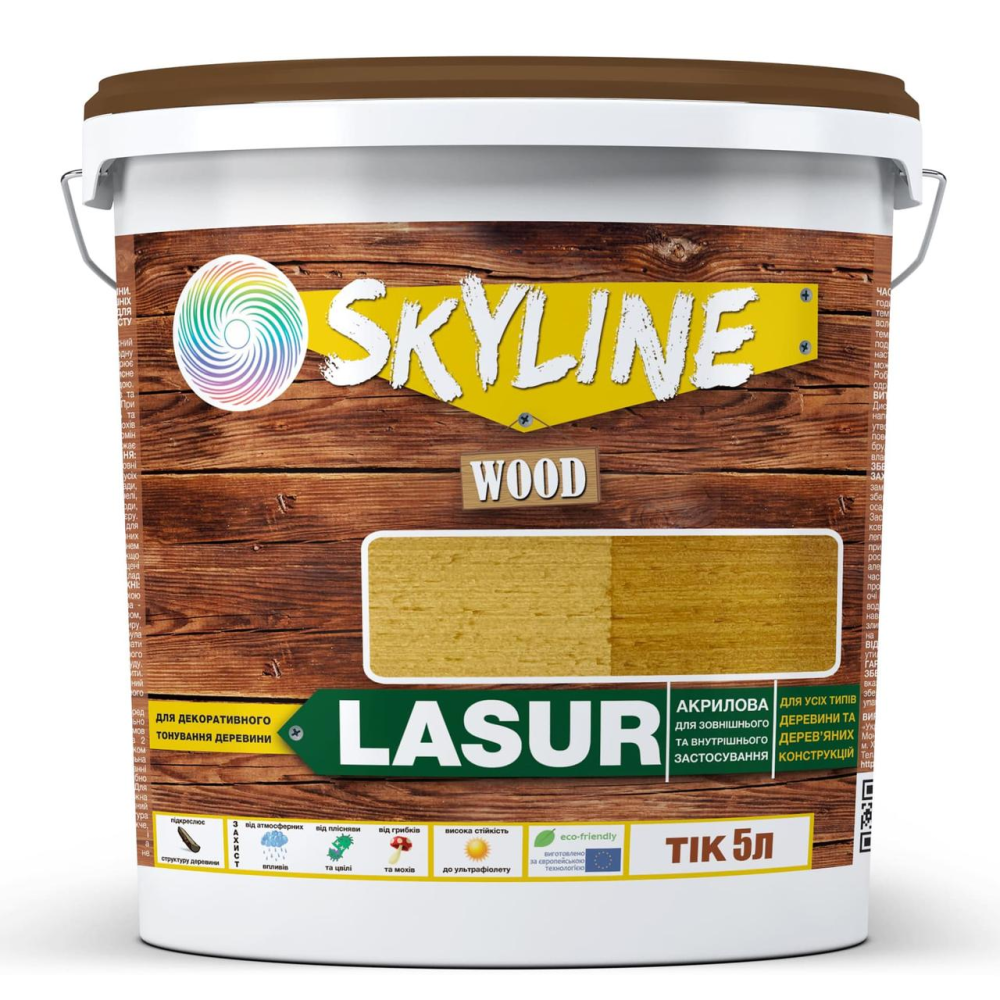 Лазур декоративно-захисна для обробки дерева LASUR Wood SkyLine Тік 5л