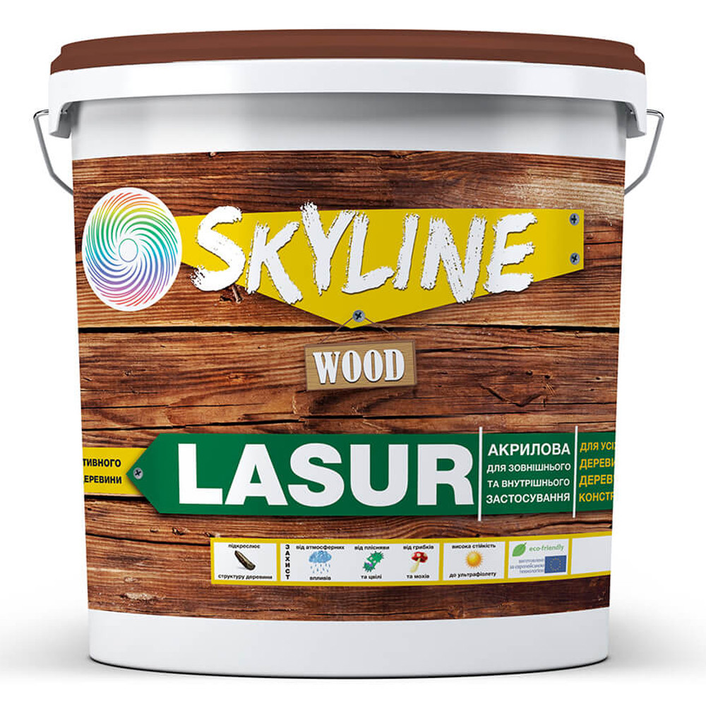 Лазур декоративно-захисна для обробки дерева LASUR Wood SkyLine Безбарвна 10л